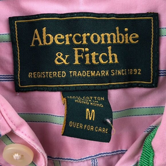 Abercrombie & Fitch Men's Shirt Medium Striped Pink Long Sleeve Button Up - Picture 3 of 10